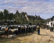 The Market at Landenneau - 尤金·布丹